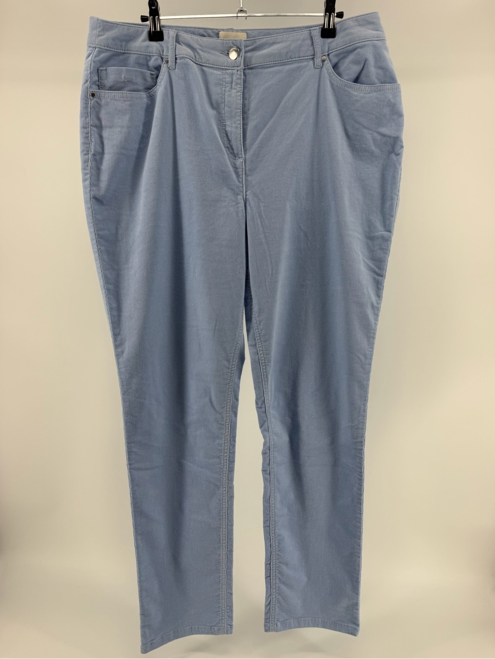 Chico's Baby Blue Corduroy Straight Leg Pants, Cotton Blend, Women's Large (2)